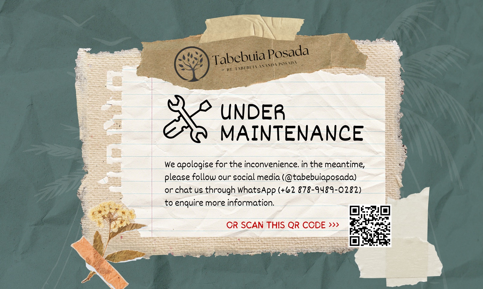 Tabebuia Posada — Under Maintenance. Follow @tabebuiaposada or message us on WhatsApp +62 878-9489-0282.